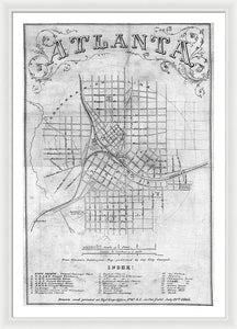 Old Map Of Atlanta 1864 - Framed Print