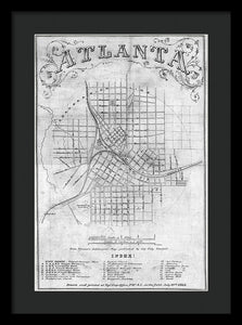 Old Map Of Atlanta 1864 - Framed Print