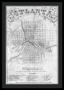 Old Map Of Atlanta 1864 - Framed Print