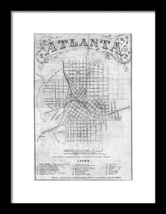 Old Map Of Atlanta 1864 - Framed Print