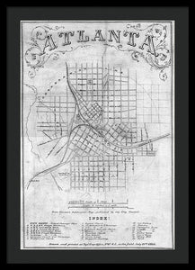 Old Map Of Atlanta 1864 - Framed Print