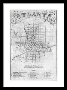 Old Map Of Atlanta 1864 - Framed Print