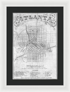 Old Map Of Atlanta 1864 - Framed Print