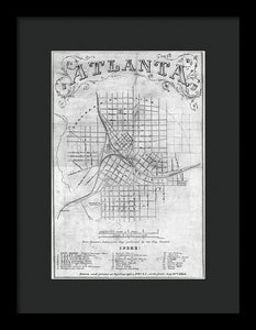 Old Map Of Atlanta 1864 - Framed Print