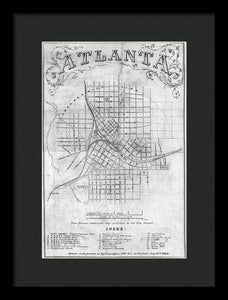 Old Map Of Atlanta 1864 - Framed Print