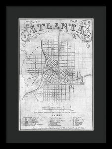 Old Map Of Atlanta 1864 - Framed Print