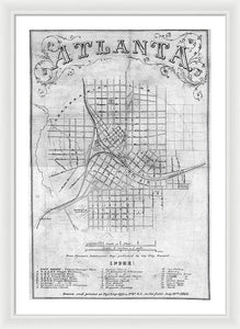 Old Map Of Atlanta 1864 - Framed Print