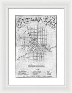 Old Map Of Atlanta 1864 - Framed Print