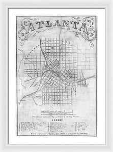 Old Map Of Atlanta 1864 - Framed Print