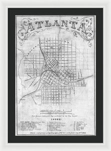 Old Map Of Atlanta 1864 - Framed Print