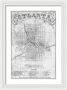 Old Map Of Atlanta 1864 - Framed Print