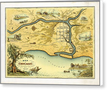 Load image into Gallery viewer, Map Of Chicago 1833 - Canvas Print
