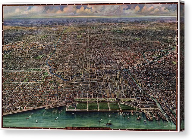 Old Map Of Chicago 1916 - Canvas Print