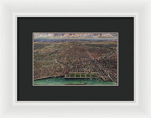 Old Map Of Chicago 1916 - Framed Print