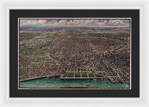 Old Map Of Chicago 1916 - Framed Print