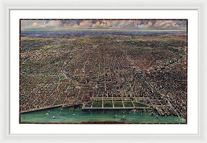 Old Map Of Chicago 1916 - Framed Print