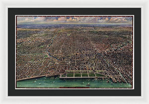 Old Map Of Chicago 1916 - Framed Print