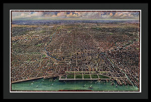 Old Map Of Chicago 1916 - Framed Print