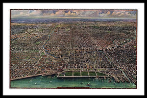 Old Map Of Chicago 1916 - Framed Print