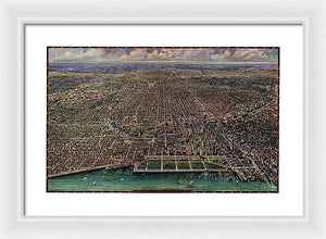 Old Map Of Chicago 1916 - Framed Print