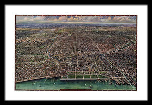 Old Map Of Chicago 1916 - Framed Print