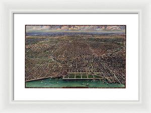 Old Map Of Chicago 1916 - Framed Print