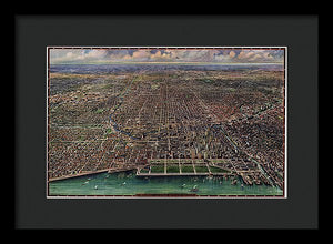 Old Map Of Chicago 1916 - Framed Print