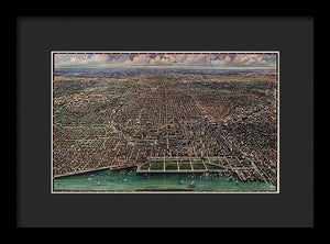 Old Map Of Chicago 1916 - Framed Print