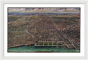 Old Map Of Chicago 1916 - Framed Print