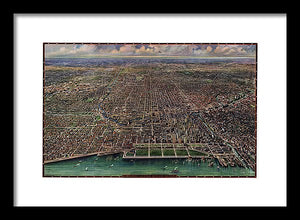 Old Map Of Chicago 1916 - Framed Print