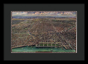 Old Map Of Chicago 1916 - Framed Print