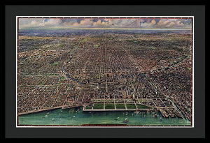 Old Map Of Chicago 1916 - Framed Print