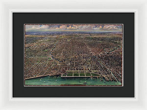 Old Map Of Chicago 1916 - Framed Print