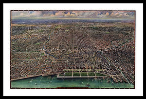 Old Map Of Chicago 1916 - Framed Print