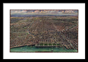 Old Map Of Chicago 1916 - Framed Print