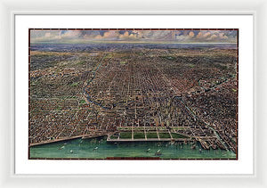 Old Map Of Chicago 1916 - Framed Print