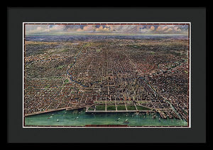 Old Map Of Chicago 1916 - Framed Print