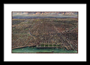 Old Map Of Chicago 1916 - Framed Print