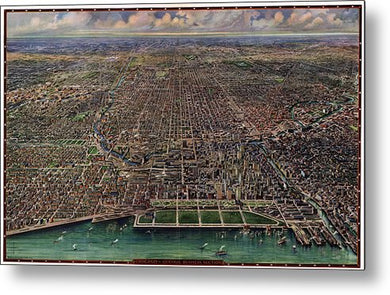 Old Map Of Chicago 1916 - Metal Print