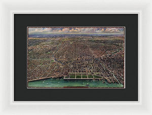 Old Map Of Chicago 1916 - Framed Print