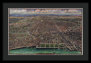 Old Map Of Chicago 1916 - Framed Print