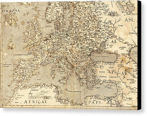 Old Map Of Europe 1570 - Canvas Print