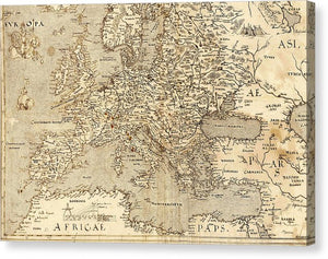 Old Map Of Europe 1570 - Canvas Print