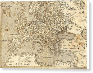 Old Map Of Europe 1570 - Canvas Print