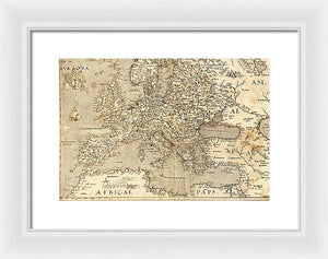 Old Map Of Europe 1570 - Framed Print