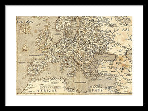 Old Map Of Europe 1570 - Framed Print