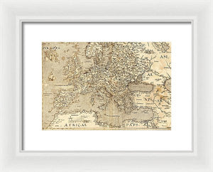 Old Map Of Europe 1570 - Framed Print