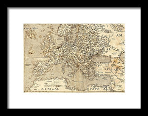 Old Map Of Europe 1570 - Framed Print