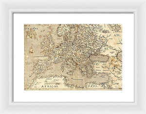 Old Map Of Europe 1570 - Framed Print