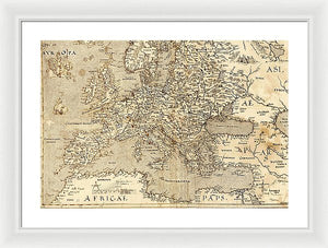 Old Map Of Europe 1570 - Framed Print